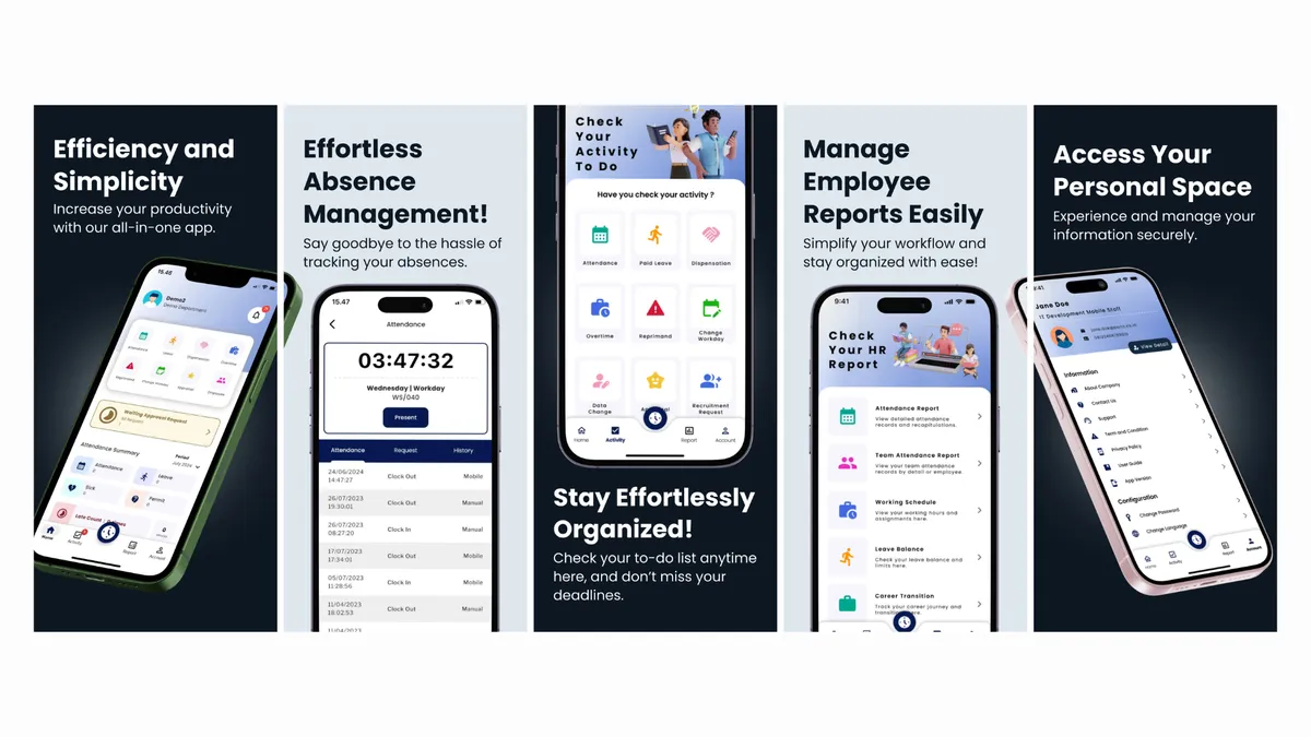 Enterprise HRIS mobile app — attendance and HR workflows